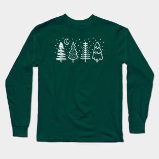 White Pine Trees Winter Forest Modern Christmas Long Sleeve T-Shirt